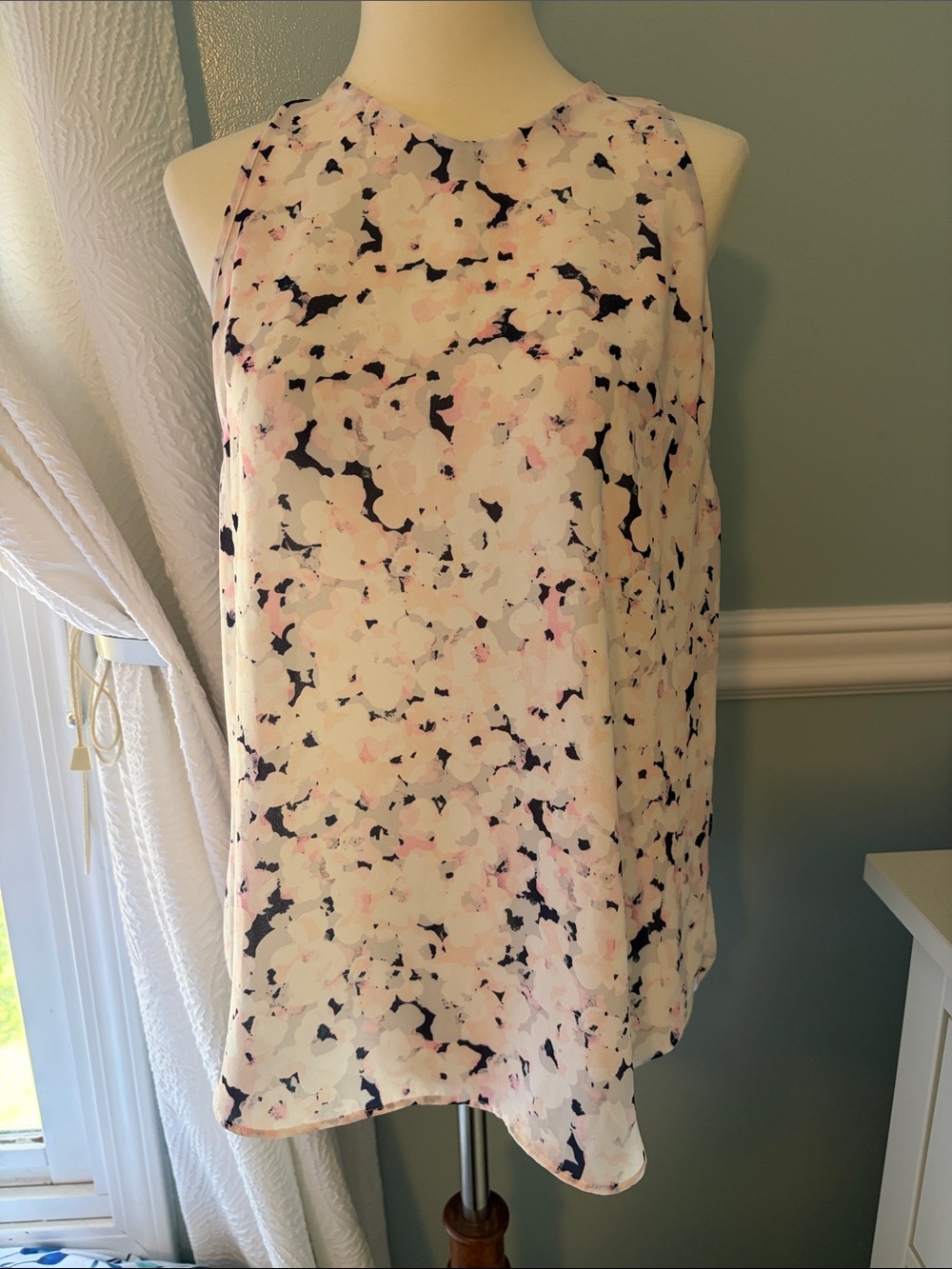 Sleeveless Floral Print Camisole - Pink/White